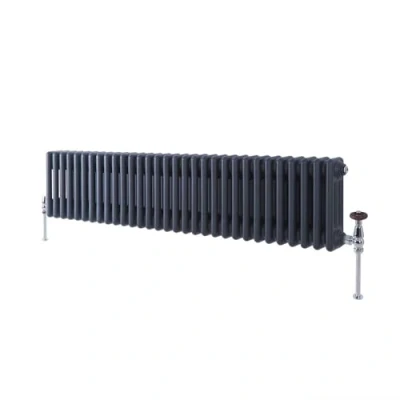 Image of Milano Windsor Anthracite Cast Iron Style Horizontal Triple Column Radiator 300mm x 1415mm