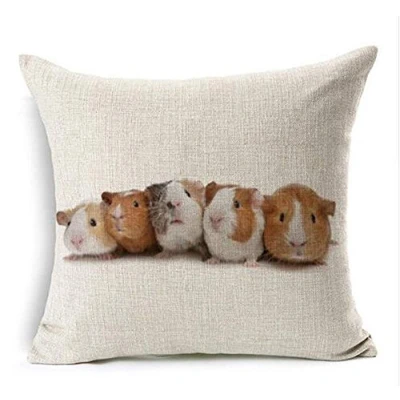 Image of BorisMotley 2018 F/W Adorable animal watercolor guinea pig pet Cotton Linen Throw Pillow covers Case Cushion Cover Sofa Decorative Square 18 inch