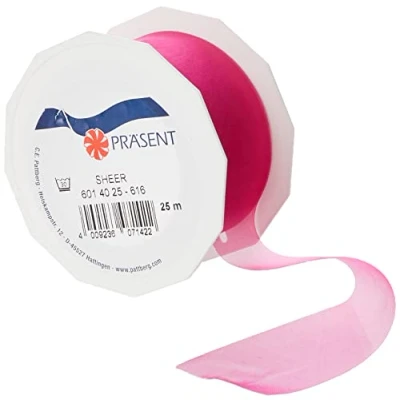 Image of C.E. Pattberg Sheer Organza Ribbon Coral Pink, 27 Yards Gift Wrap Ribbon, 1.6 inches Width, Accessories for Decoration &amp; Handicrafts, Presents, Every Occasion
