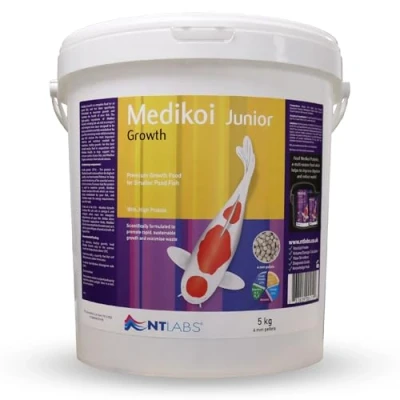 Image of NT Labs Medikoi Growth, Complete Feed for All Pond Fish, Ideal Late Spring and Summer Feeding, High Protein Koi Feed, Maintains Immune System, Fish Food (5 kg (Pack of 1), Junior)