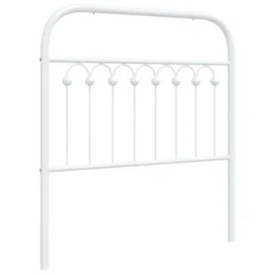Image of vidaXL Classic White Metal Headboard Powder Coated Steel Bed Header for 90 cm Mattress Sturdy Bedroom Decor