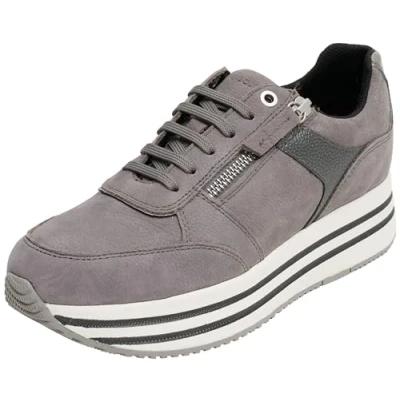 Image of Geox D Kency A Sneaker, Dk Stone Gun, 6.5 UK