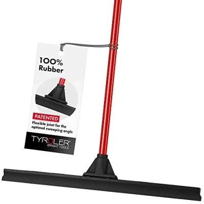 Image of Tyroler Large Wet room Floor Squeegee 60cm 100% Rubber Heavy Duty Outdoor, Anti Rust 140cm 4 Part Long Handle Squeegee, Shower Perfect for Bathroom, Kitchen, Home, Tile &amp; Patio