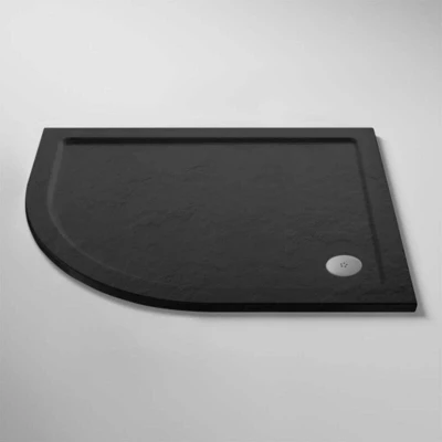 Image of Pearlstone Grey Slate Effect Offset Quadrant Shower Tray 1000mm x 900mm Left Handed Nuie