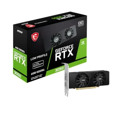 Image of MSI GeForce RTX 3050 LP 6G OC Gaming Graphics Card 6GB GDDR6, 1492 MHz, PCI Express Gen 4, 96 bit, 1x DP (v1.4a), 2x HDMI 2.1 (Supports 4K)