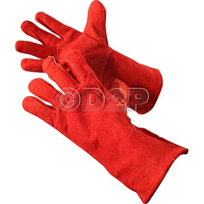 Image of 1 Pair Welding Gloves Long Leather Gauntlets Heat Resistant Lined Welders With Flexible Protective Gear for Welding, Gardening &amp; More Durable Comfortable Reinforced Palm
