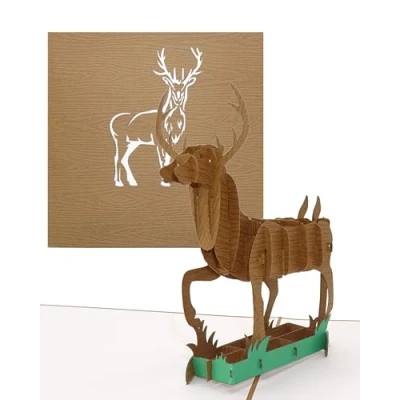Image of Pop Up Card &quot;Stag Waidmannsheil&quot; 3D Birthday &amp; Invitation with Envelope Stag Motif as a Gift, Voucher and for Hiking, Hunting Hunters Forestrers