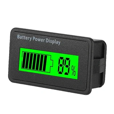 Image of Digital Battery Tester, 12 V, 24 36 48 V LCD Universal Capacity Meter Indicator Waterproof Voltmeter (Green)