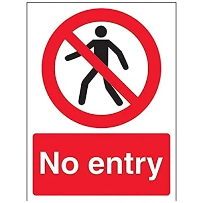 Image of V Safety 52016AN R No Entry Pedestrian Prohibition Sign Portrait 150mm x 200mm 1mm Rigid Plastic, Black/Red