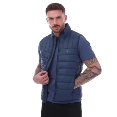 Image of Farah Mens Arsenal Wadded Gilet FARD000 Night Sky (UK, Alpha, XL, Regular, Regular)