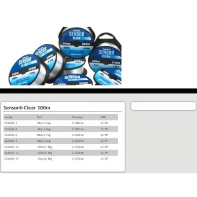 Image of Daiwa Sensor Monofilament Clear 300m Spool 3lb