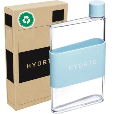 Image of Hydrte The Slim Water Bottle Leakproof Flat BPA Free Plastic Ultimate Handbag Fits Into Any Bag (480ml, Pastel Blue)