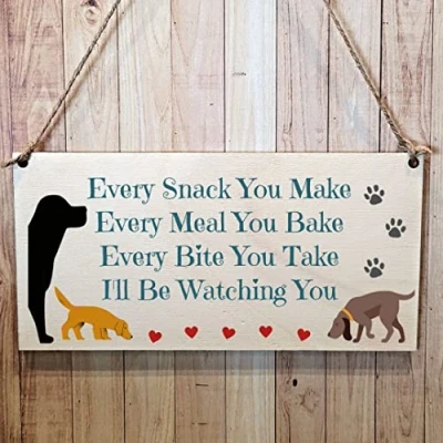 Image of Second Ave Funny Dog Snack Wooden Hanging Gift Rectangle Home Sign Plaque