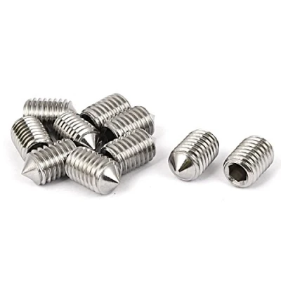Image of Sourcingmap M10 x 16mm Stainless Steel Cone Point Hexagon Socket Grub Screws 10pcs