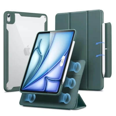 Image of ESR Hybrid Case for iPad Air 11 Inch 2024 M2, 6th Generation/Air 5th Generation 2022/Air 4th 2020, Detachable Magnetic Cover, Portrait &amp; Landscape Stand, Rebound 360 Series, Green