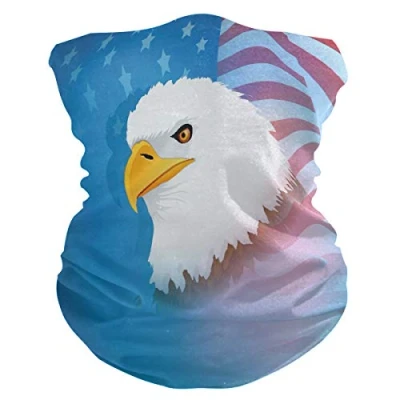 Image of Sawhonn American Flag Eagle Face Mask Headband Bandana Balaclavas Neck Gaiter Magic Scarf Headwraps Headwear for Outdoor Women Men