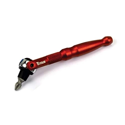 Image of Titan 11321 1/4 Inch Drive 90 Tooth Swivel Head Micro Bit Driver Red
