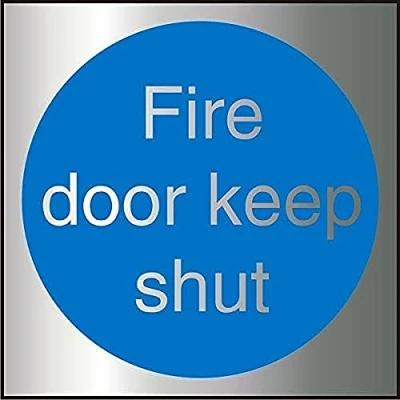 Image of Seco Fire Door Keep Shut Sign, 100mm x Brushed Aluminium Acrylic