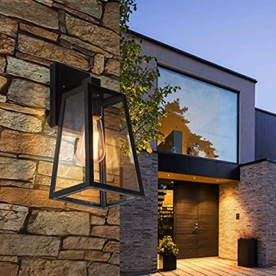 Image of FAZRPIP Outdoor Wall Lantern,matte Black Exterior Light Fixture Sconce With Glass Shade Waterproof Porch For Doorway, Garage