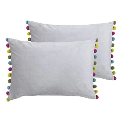 Image of Paoletti Fiesta Twin Pack Polyester Filled Cushions, Dove/Multi, 2 Count (Pack of 1)