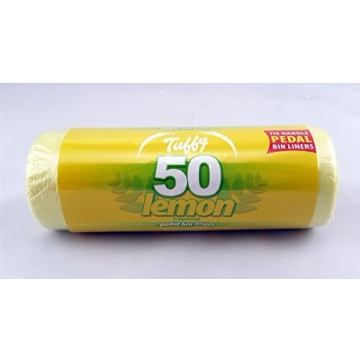 Image of 50 Pack Of Lemon Frangranced Scented Handle Pedal Bin Liners