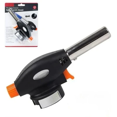 Image of Multi Purpose Gas Torch Head Adjustable Flame Control Butane Torch, for Cooking, BBQ, Creme Brulee, Crafting, Wood Torching, Push and Twist Cartridge Attachment, Piezo Ignition