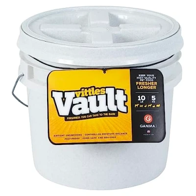 Image of Gamma2 Vittles Vault Outback Airtight Pet Food Bucket Container, White, 10 Pounds