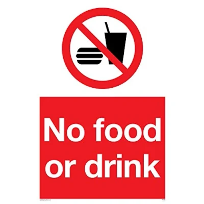 Image of Viking Signs PV5356 A4P 3M &quot;No Food Or Drink&quot; Sign, 3 mm Rigid Plastic, 300 H x 200 W