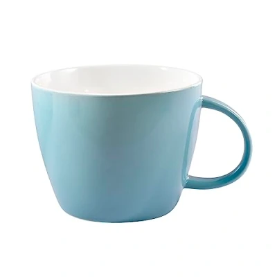 Image of fMSDD Turquoise Jumbo 30 Ounce Porcelain Mug for Soup, Coffee, Tea, Ice Cream, Fruit, Cereal, Milk, Mocha, Cocoa and Mulled Drinks, Dishwasher Microwave Safe