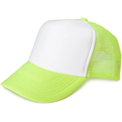 Image of styleBREAKER Unisex 5 Panel Mesh Cap, Trucker Baseball Basecap, Click and Snap Closure Adjustable 04023007, Colour:White Neon Yellow