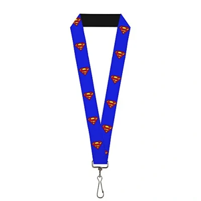 Image of Buckle Down Unisex Adult&#039;s Lanyard 1.0&quot; Superman Shield Blue Key Chain, Multicolor, One Size