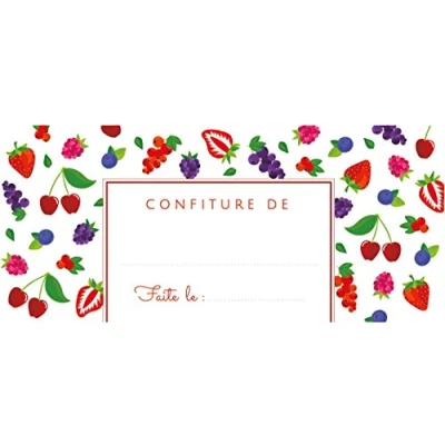Image of AVERY Pack of 60 red fruit jam labels 95 x 40 mm