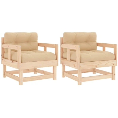 Image of vidaXL Garden Chairs with Cushions 2 pcs Solid Wood Pine