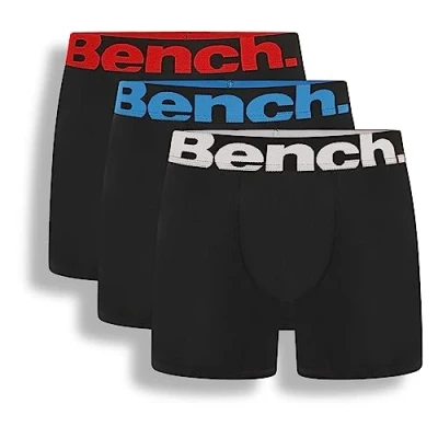 Image of Bench Mens Classic Fit Soft Cotton Boxer Shorts, 3 Pack, XL, Black (&#039;Macron&#039;)