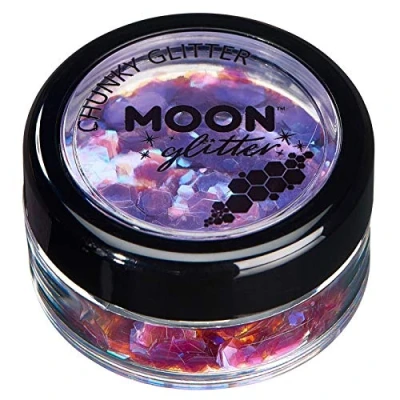 Image of Iridescent Chunky Glitter by Moon Purple Cosmetic Festival Makeup for Face, Body, Nails, Hair, Lips 3g