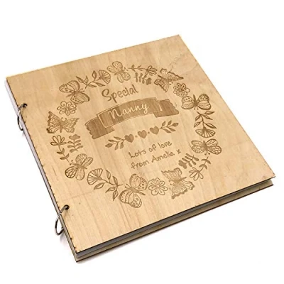 Image of ukgiftstoreonline Personalised Special Nanny Engraved Large Wooden Scrapbook Photo Album