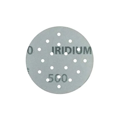 Image of Mirka Iridium Premium Sandpaper Ø 77mm 20H Grip Grit 600, 50 pcs / For sanding paint, putty, primer, wood, steel, mineral materials, plastic.