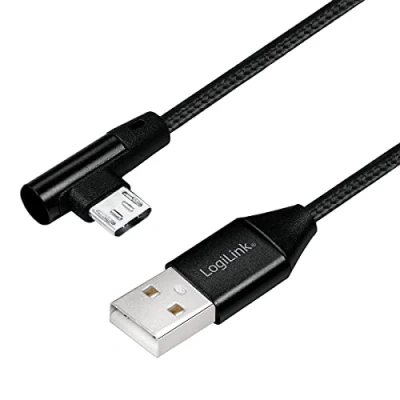 Image of USB 2.0 Connection Cable (Type A) to Micro 90 Angled Black 0.3 m