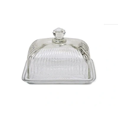 Image of Cornbury Butter Dish by Garden Trading Crafted in Glass H11.5 X W17 D10.5cm