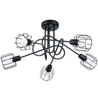 Image of Beluci Multi Arm Semi Flush Ceiling Lamp Black