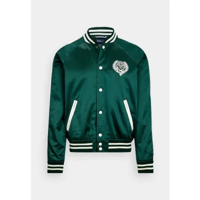 Image of Polo Ralph Lauren Baseball Lined Bomber Jacket, Men&#039;s, Size: Large, Moss agate/deckwash white