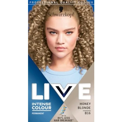 Image of Schwarzkopf LIVE Intense Colour Honey Blonde Permanent Hair Dye B16, Long Lasting for Up to 80% Less Breakage, Lightener with anti brassiness effect