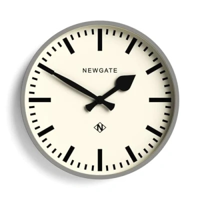 Image of NEWGATE® Number Three Railway Wall Clock Round Kitchen Clocks for Living Room Office Contemporary Case Marker Dial Station (Posh Grey)