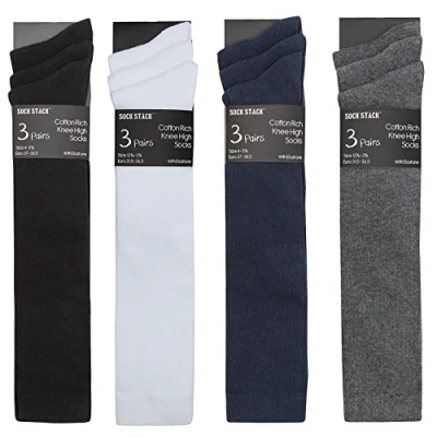 Image of Underciver Lingerie 6 Pairs Knee High Cotton Rich School Socks Black 4