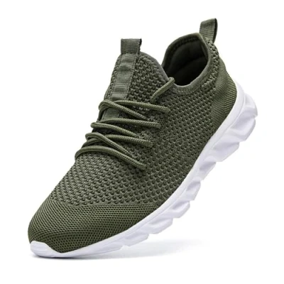 Image of Damyuan Mens Running Walking Tennis Trainers Casual Gym Athletic Fitness Sport Shoes Fashion Sneakers Ligthweight Comfortable Working Outdoor Flat for Jogging Green Size 6.5 UK