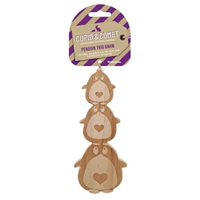 Image of Cupid &amp; Comet Penguin Trio Gnaw Christmas Chew for Rabbits, Guinea Pigs, Degus, Hamsters, Chinchilla and other Small Animals