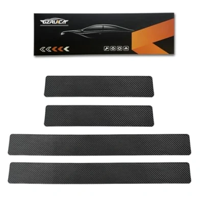 Image of GZRUICA Door Sill Plate Protectors for Car Universal Entry Guards Scuff Cover Panel Step Protector, Welcome Pedal Protector Cover, Carbon Fiber, 4pcs/Set