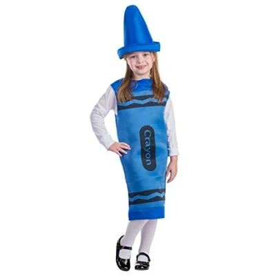Image of Dress Up America Kids Crayon Costume Blue for Girls and Boys Great Role Play Set