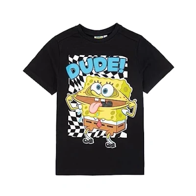 Image of SPONGEBOB SQUAREPANTS Kids T Shirt Boys Girls Dude Checker Character Short Sleeve Black Top TV Series Merchandise Gifts