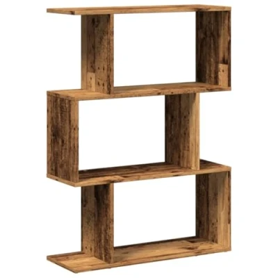 Image of vidaXL Room Divider Bookcase 5 Tier Shelf Freestanding Bookshelf/Storage Organizer, Old Wood 70x24x161 cm, Brown Engineered